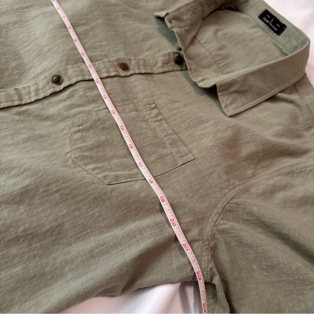 Men's Casual Button Down Shirt - Olive - Picture 11 of 12